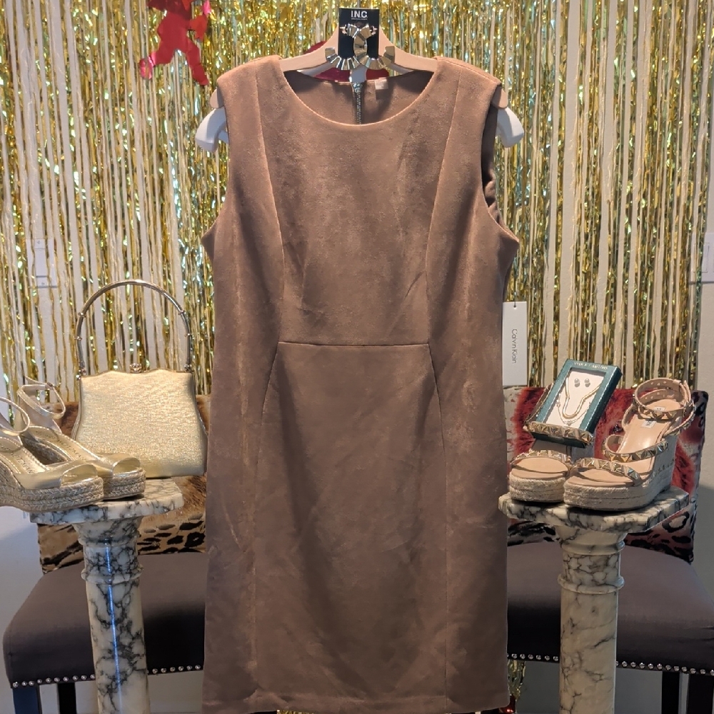 🔥Calvin Klein Fox Suede Dress - Size 16 (NWT)